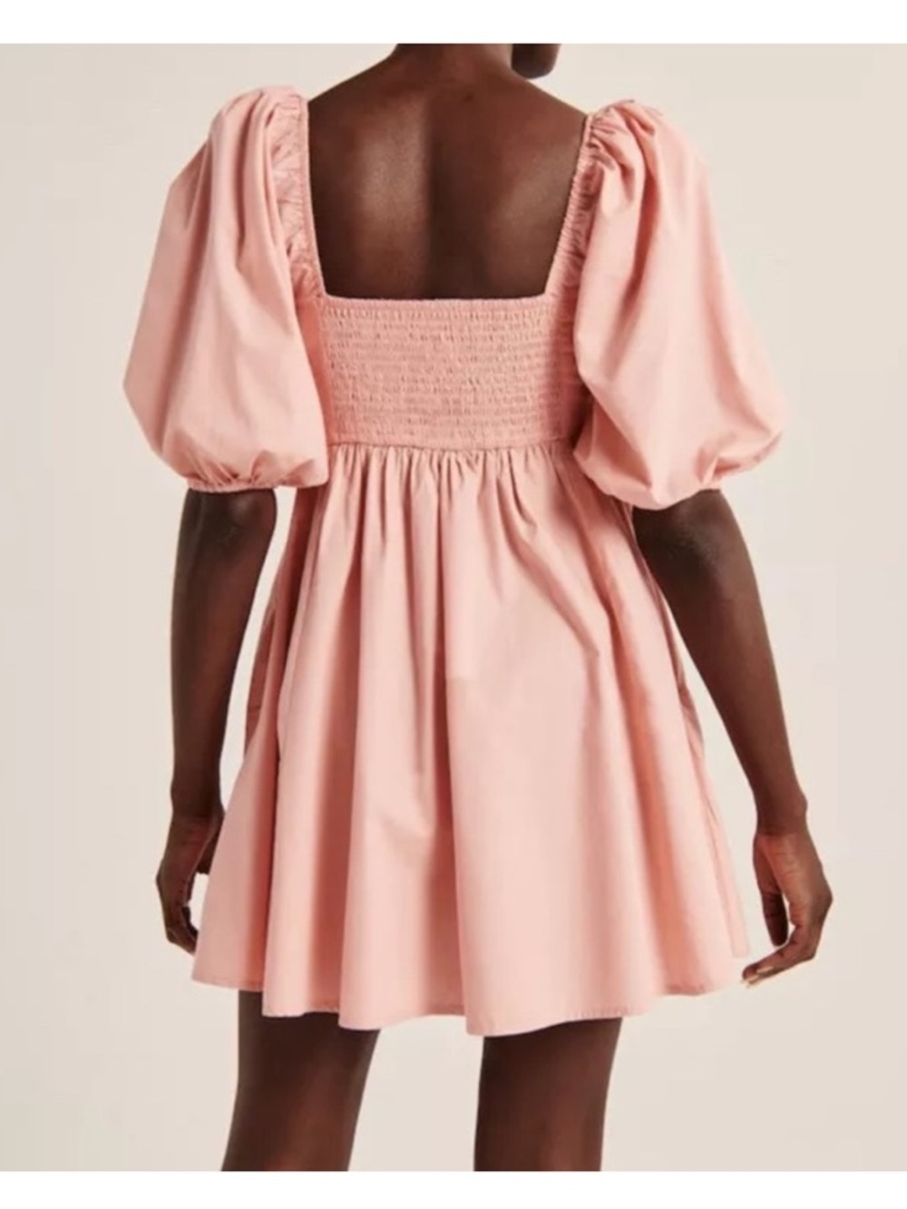Abercrombie & Fitch Emerson Puff Sleeve Mini Dress Sz Small Tall Pink Coquette - Picture 3 of 11